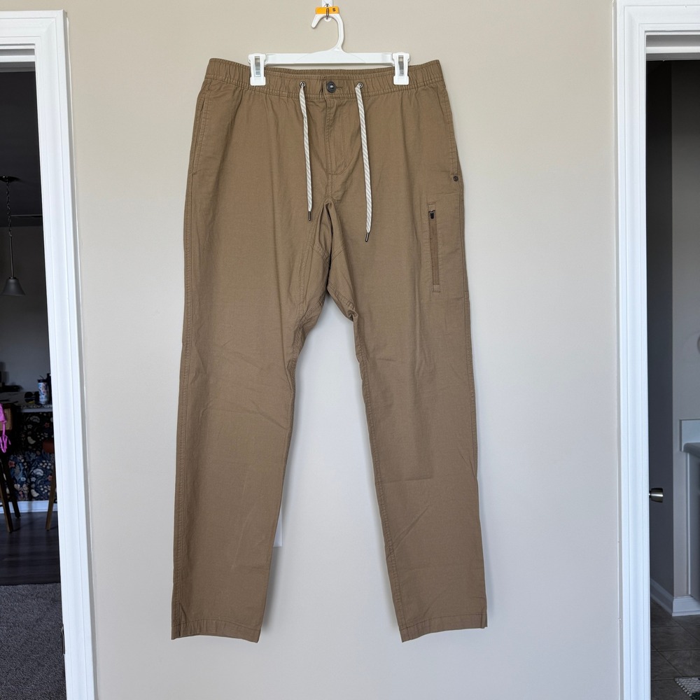 Vuori Ripstop Climber Pants Mens XL Dark Khaki Organic Cotton V412 Drawstring